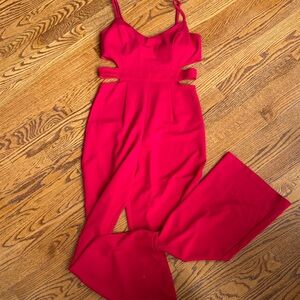 Trixxi Vibrant Red Cutout Jumpsuit